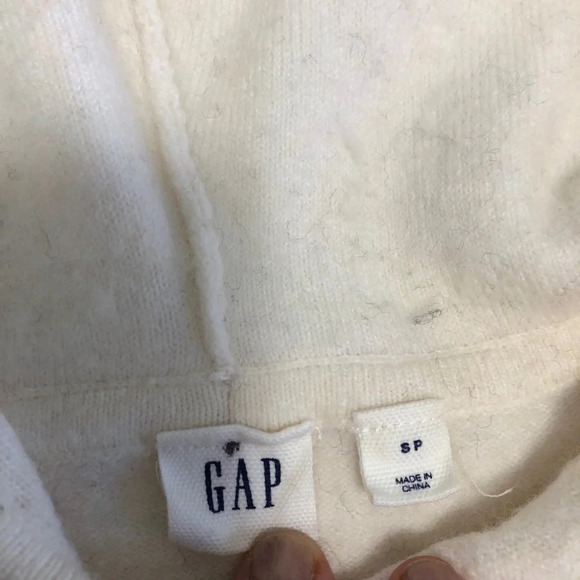 3/$25 ❥ GAP Wool Blend Off-White Zip-Up Hooded Sweater Size Small Cabincore Y2K - Picture 8 of 9